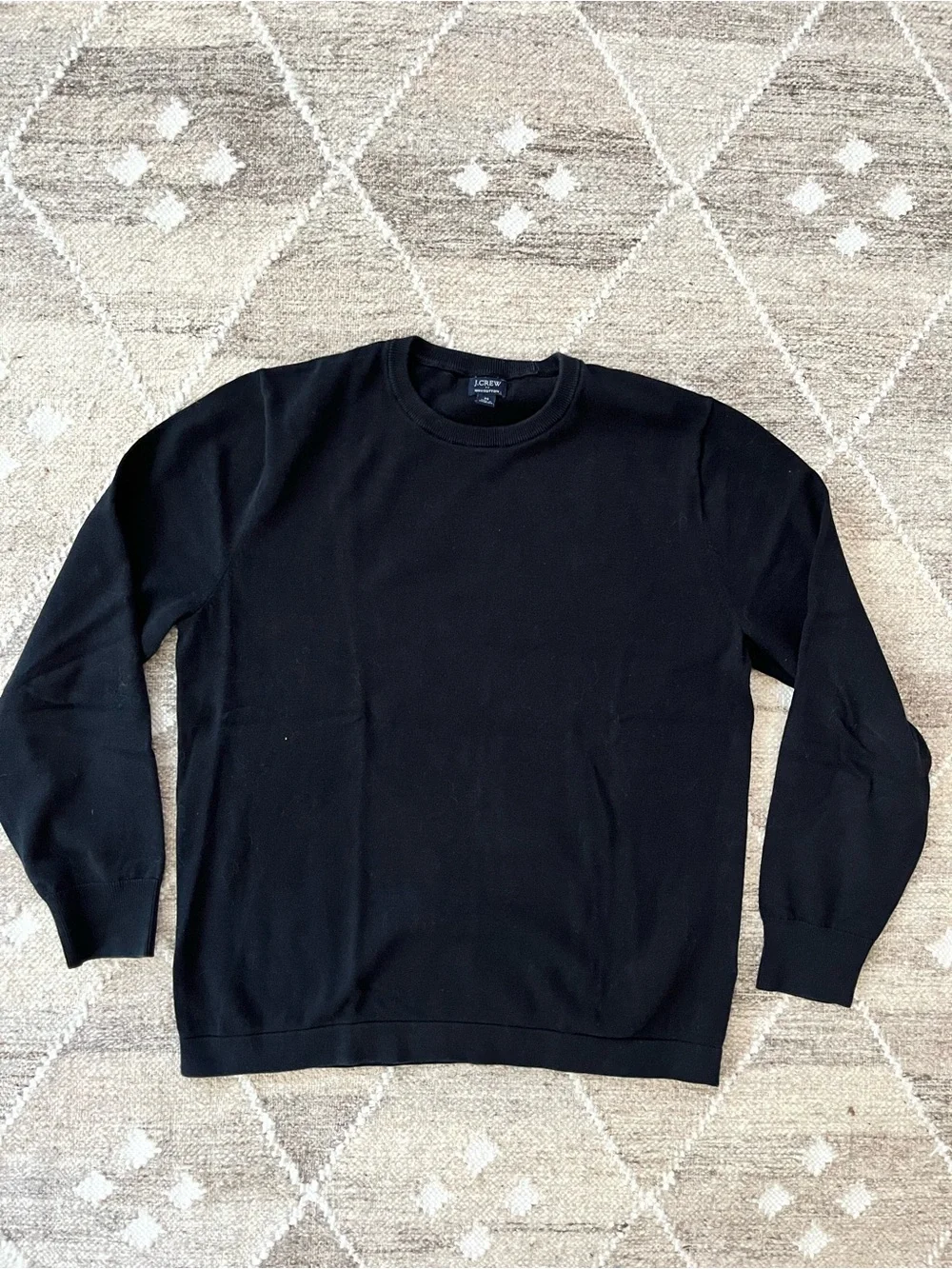 J. Crew Men's Black Crewneck Cotton Sweater